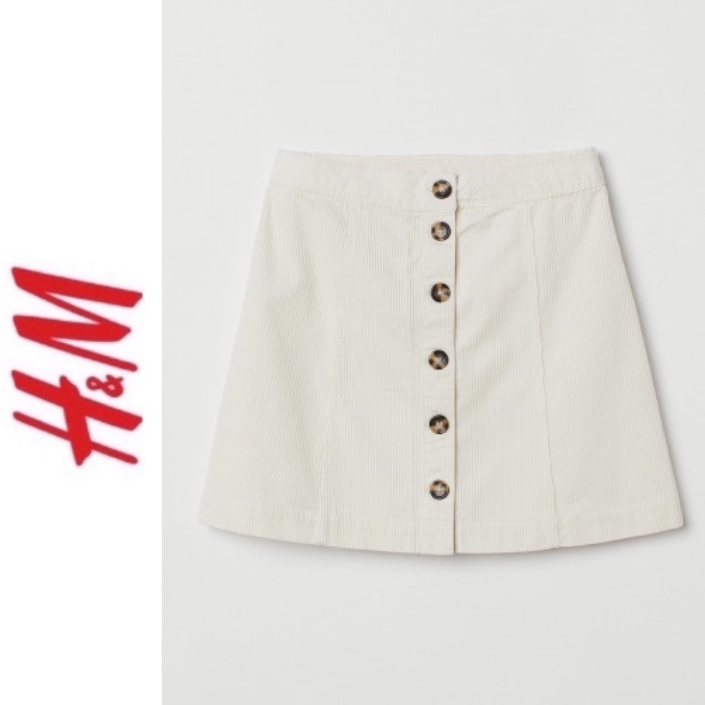 h&m cream corduroy skirt